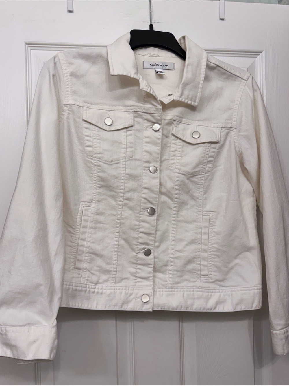 croft & barrow Cream White Denim Trucker Jacket